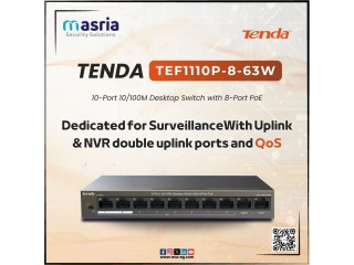 لو محتاج سويتش شبكات قوي وفعال يبقى TEF1110P-8-63W من TENDA